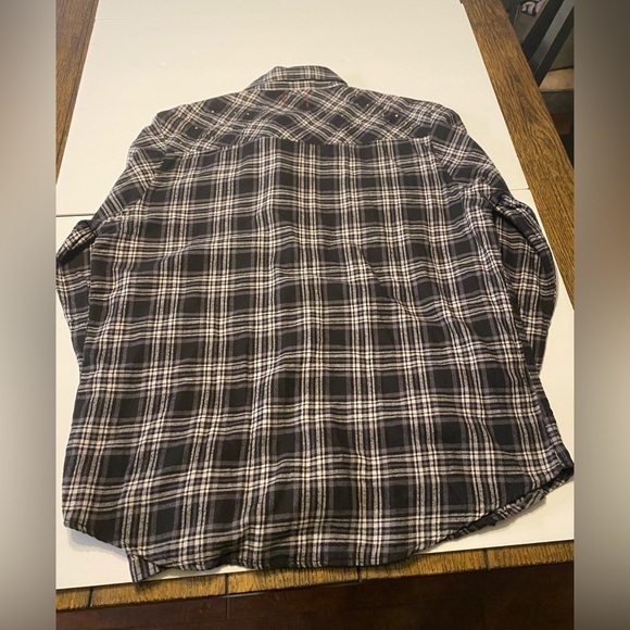 Vintage Red Long Sleeve Studded Bohemian Biker Lagenlook Flannel XL B2 - Picture 2 of 3